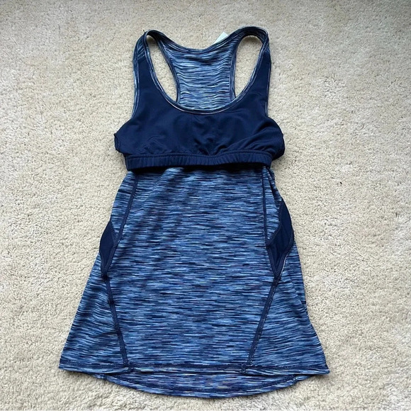 Kyodan Women’s Athletic Tank Top w/ Shelf Bra - S - EUC - Space Dye Navy Blue - Picture 7 of 11